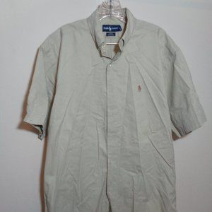 Ralph Lauren Beige Khaki Short-Sleeve Btn. Shirt M